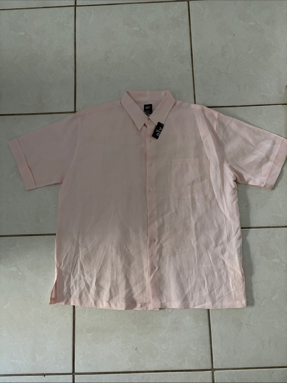 Pale Pink Short-Sleeve Button-Down Shirt